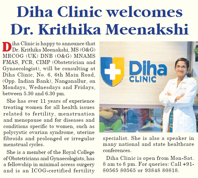 Welcoming Doctor at Diha Clinic, Nanganallur, Chennai